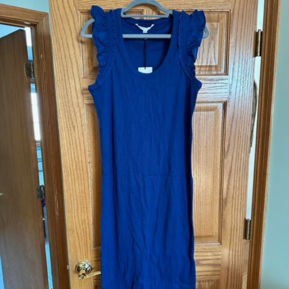The Nines by HATCH Ruffle Short Sleeve Ribbed Maternity Dress